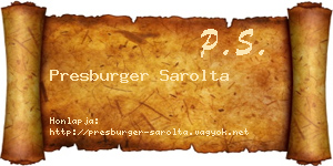 Presburger Sarolta névjegykártya
